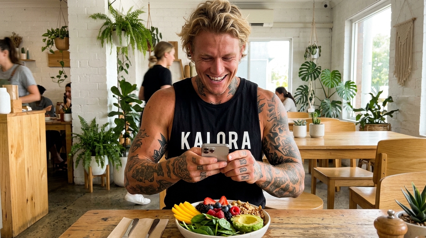 Homem monitorando calorias no HealthifyMe